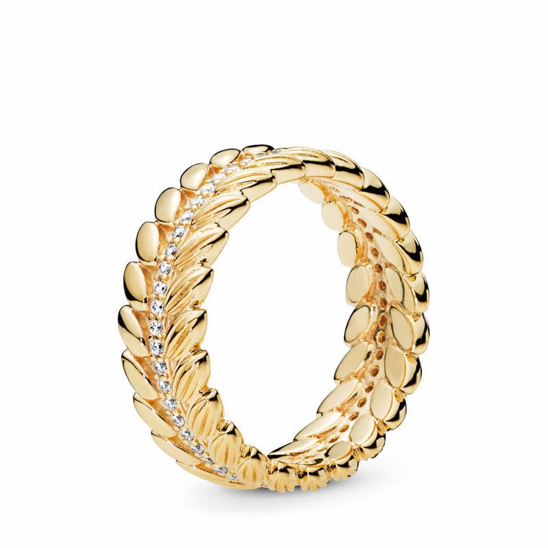 Pandora Shine™ Grains Of Energy Stackable Ring Ireland - 18ct Gold Plated/Cubic Zirconia - 180732FPW